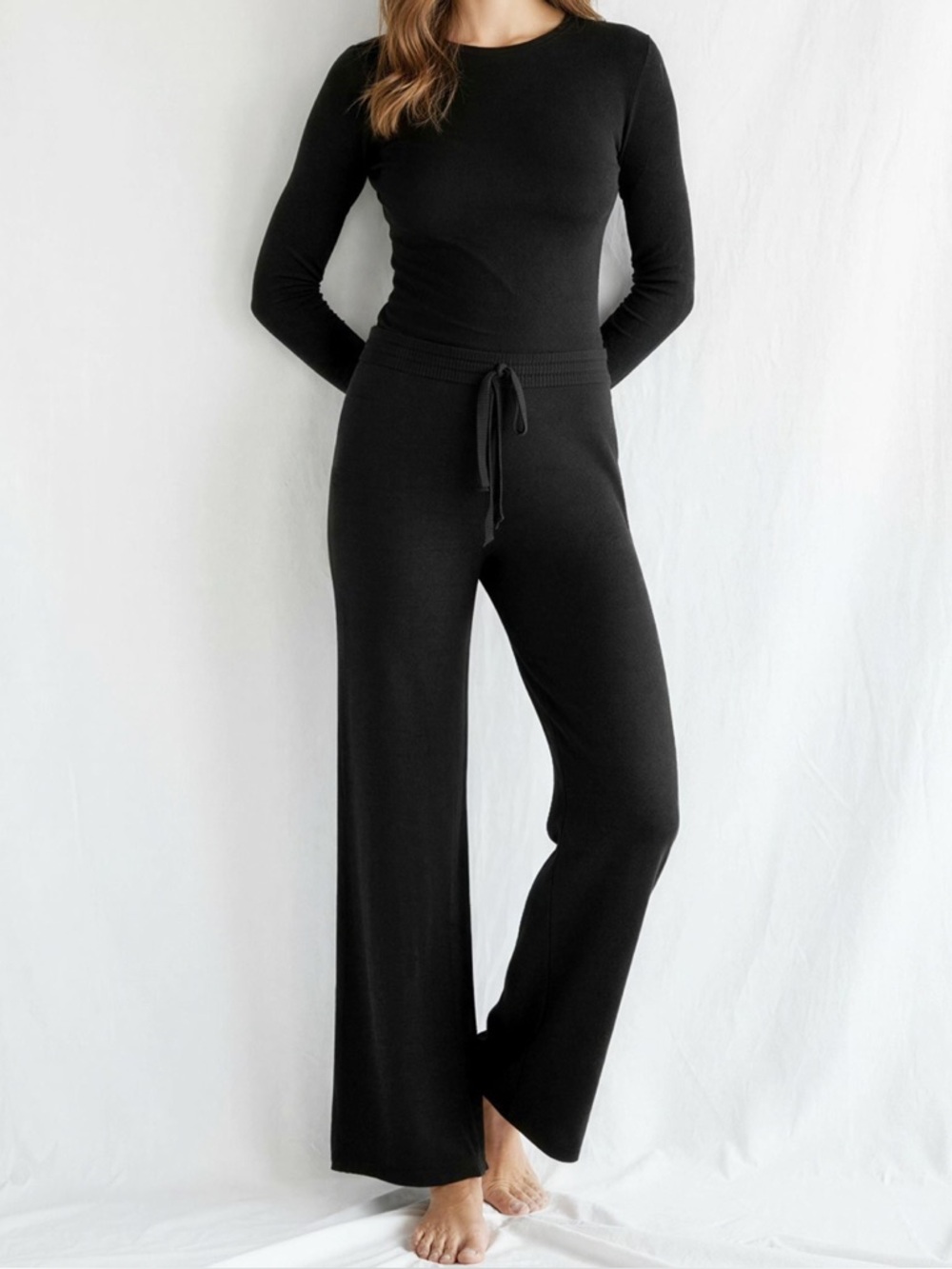 JAKI LONDON Relaxed Soft Knit Pants, Black, S/M - Picture 5 of 12